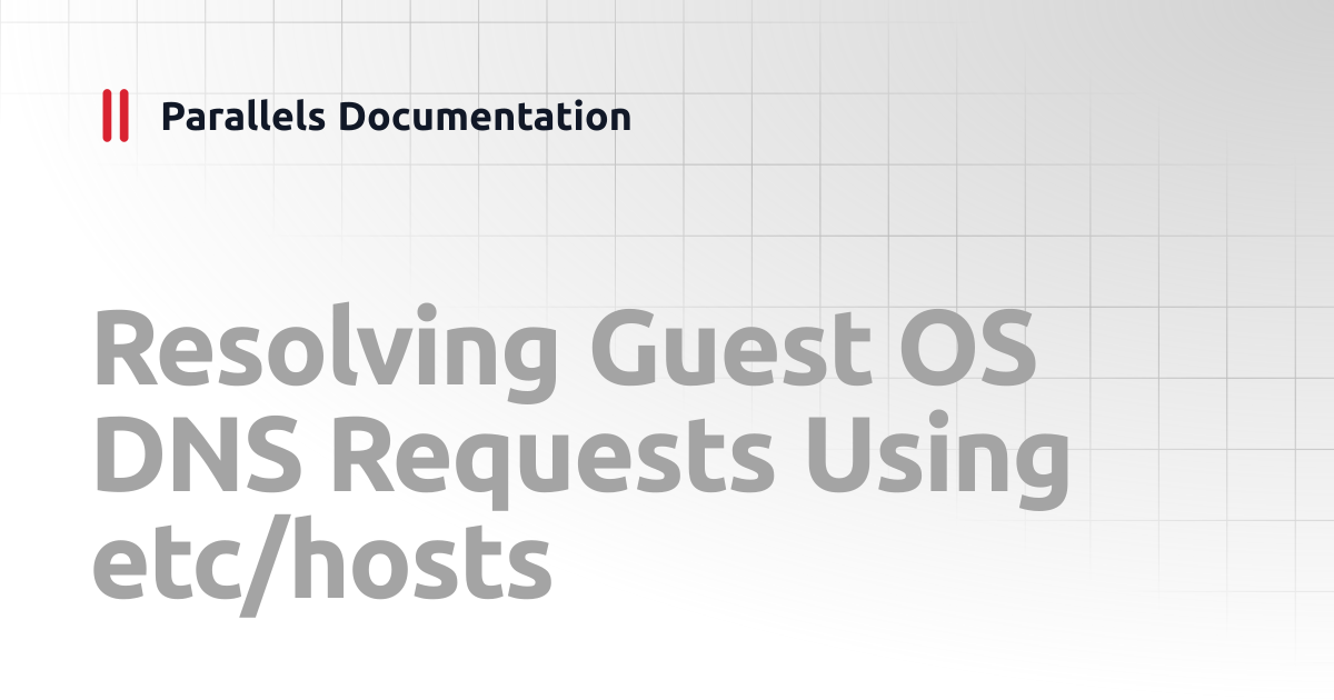 Resolving Guest OS DNS Requests Using etc/hosts | Developer's Guide ...
