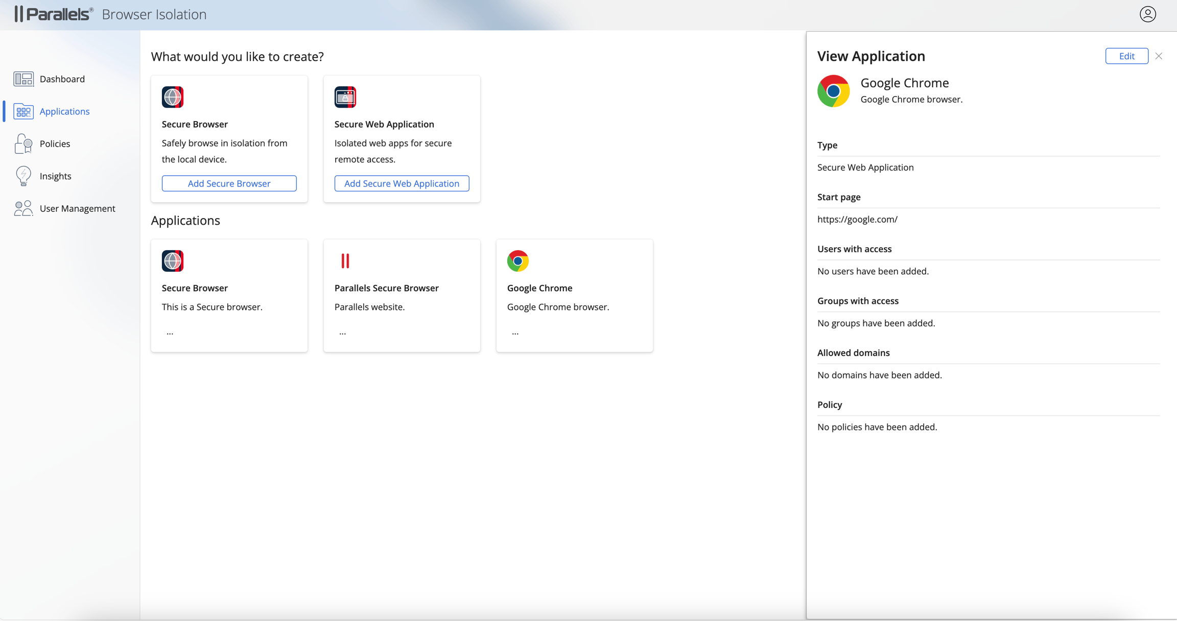 The Application category