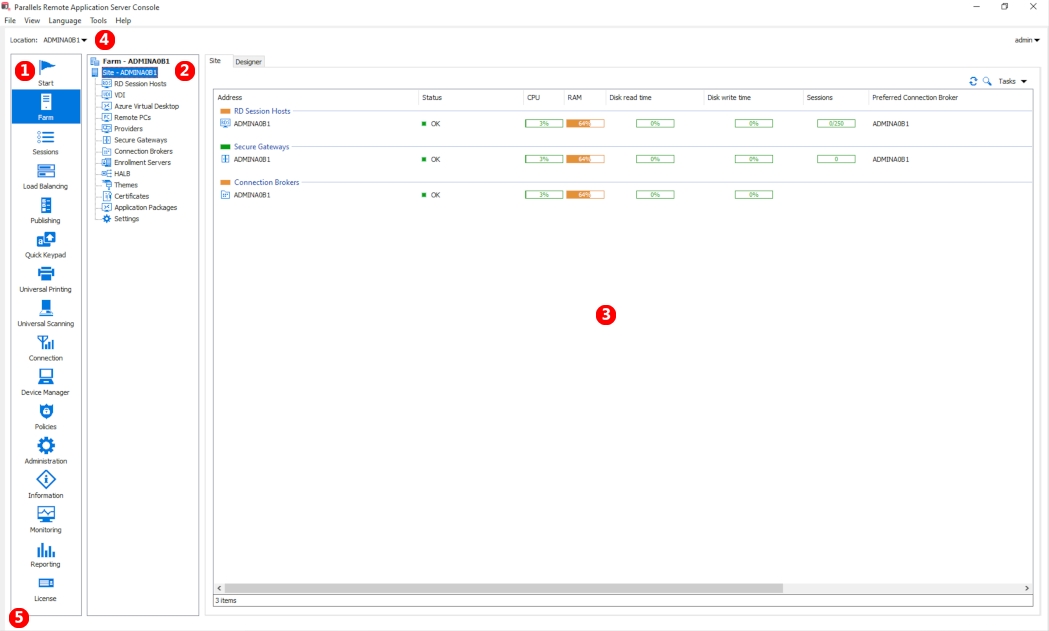 Parallels RAS Console